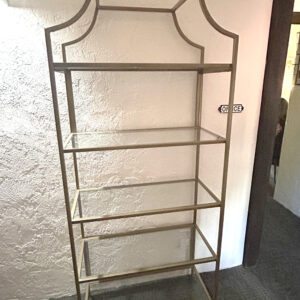 Gold Pagoda-Style Glass Étagère Bookshelf